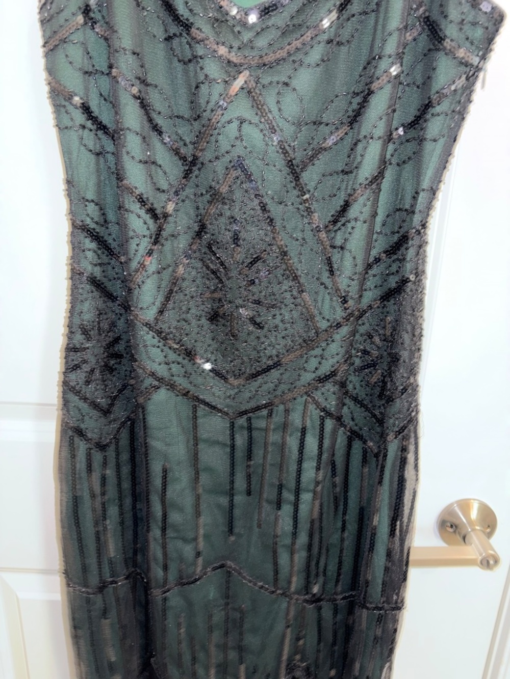 Women's 1920s Flapper Dress Peacock Boy's Charleston Gatsby Sequin Tassel Hem XL - Picture 10 of 14